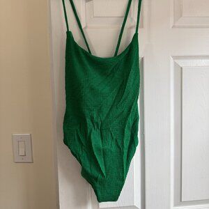 Andie Swim The Fiji One Piece Swimsuit Seersucker Emerald size XL NWT‎